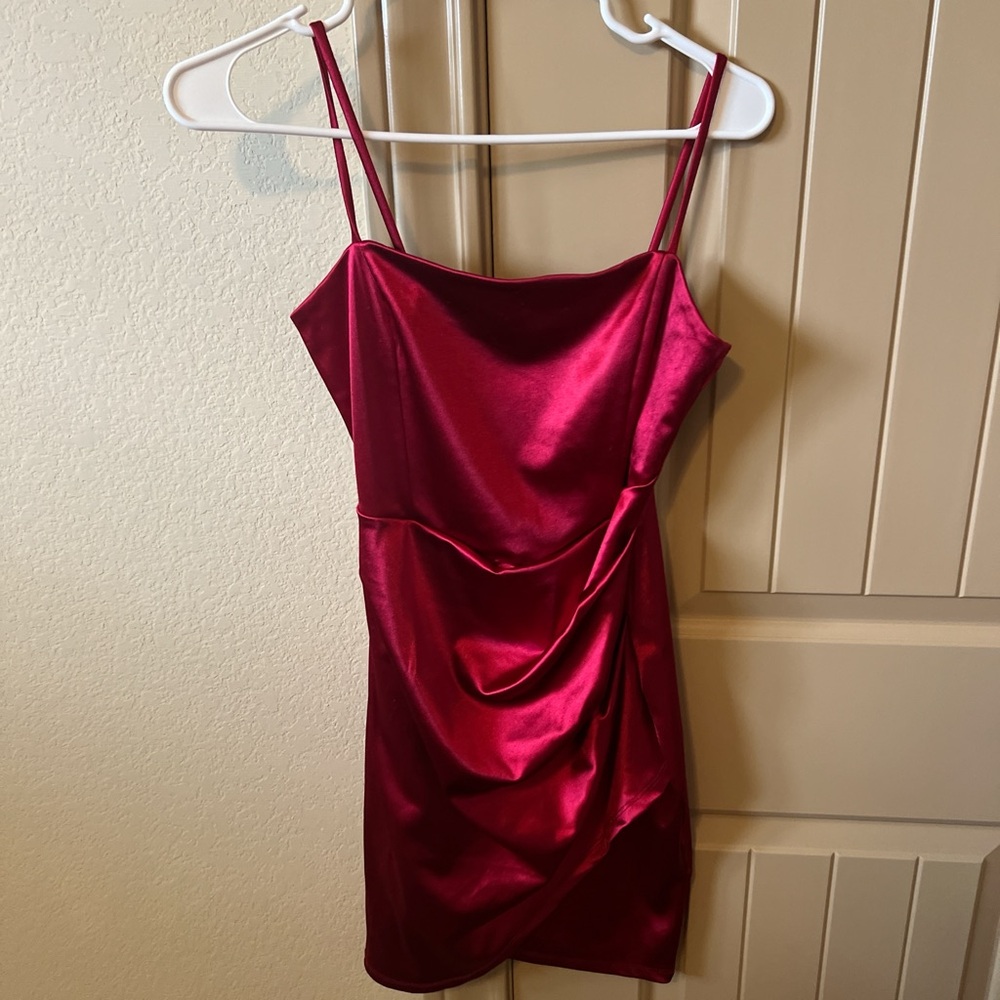 Sleek Red Satin Dress